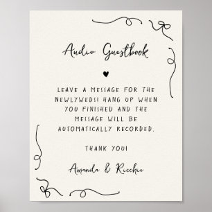 Hand Drawn Playful Audio Guestbook Wedding Sign