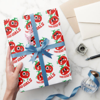 Hand-drawn Playful Trio of Kawaii Tomato Faces Wrapping Paper