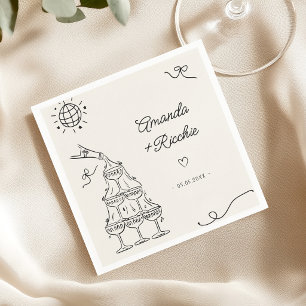 Hand Drawn Playful Whimsical Retro French Wedding Napkins