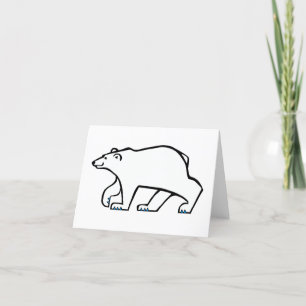 Hand drawn - POLAR BEAR - Arctic Wildlife - Letterpress Thank You Card