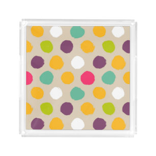 Hand-drawn polka dot pattern acrylic tray