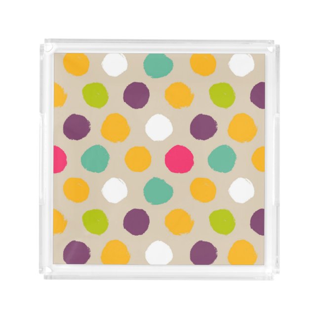 Hand-drawn polka dot pattern acrylic tray (Front)