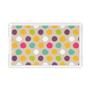 Hand-drawn polka dot pattern acrylic tray