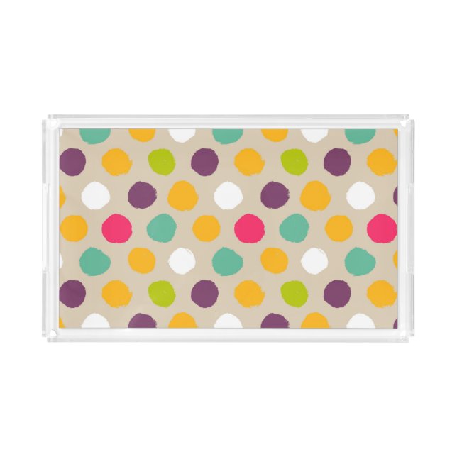 Hand-drawn polka dot pattern acrylic tray (Front)