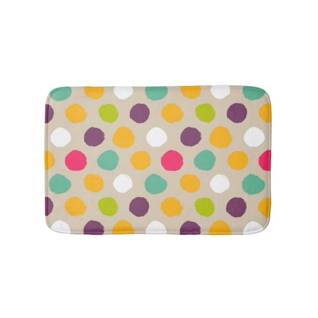 Hand-drawn polka dot pattern bathroom mat (Front)