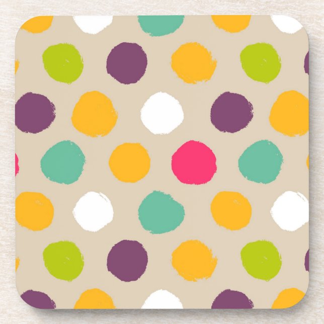 Hand-drawn polka dot pattern beverage coaster (Front)