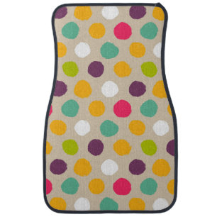 Hand-drawn polka dot pattern car mat