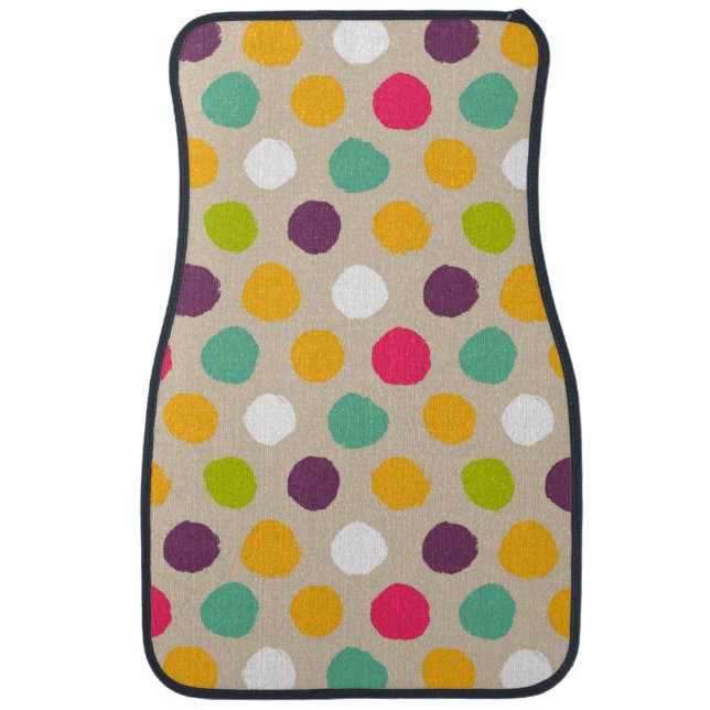 Hand-drawn polka dot pattern car mat (Front)
