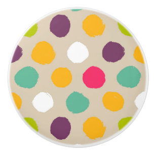 Hand-drawn polka dot pattern ceramic knob