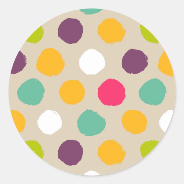 Hand-drawn polka dot pattern classic round sticker (Front)