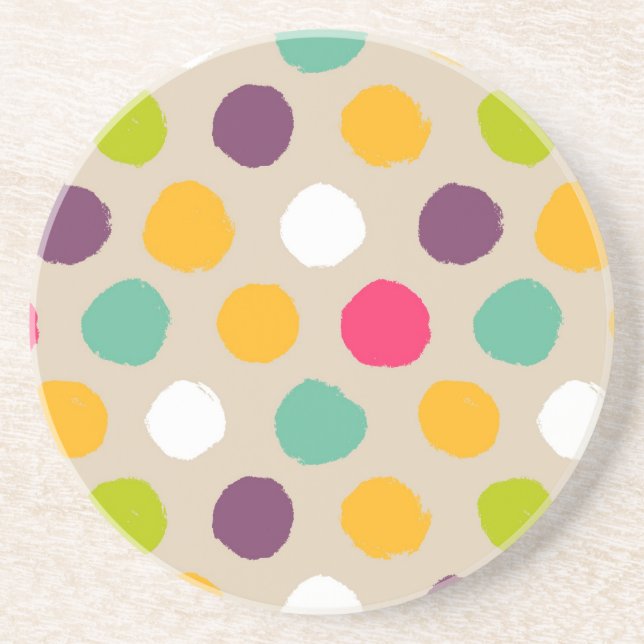 Hand-drawn polka dot pattern drink coaster (Front)