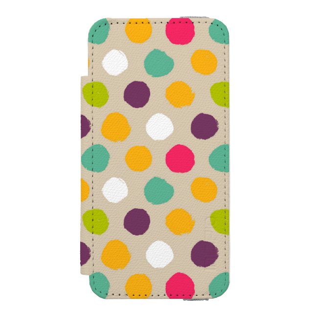 Hand-drawn polka dot pattern incipio iPhone wallet case (Folio Front)