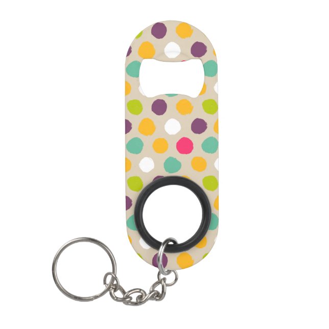 Hand-drawn polka dot pattern keychain bottle opener (Front)
