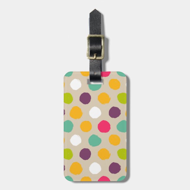 Hand-drawn polka dot pattern luggage tag (Front Vertical)