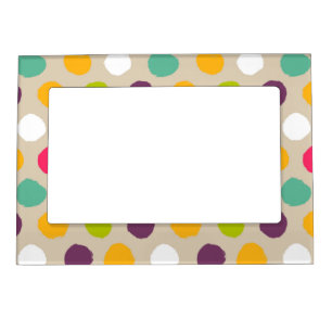 Hand-drawn polka dot pattern magnetic photo frame