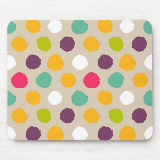 Hand-drawn polka dot pattern mouse pad (Front)