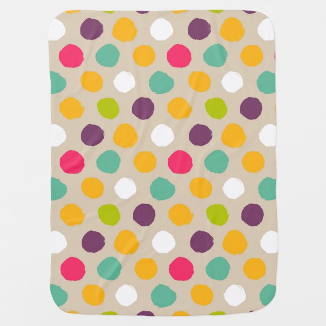 Hand-drawn polka dot pattern receiving blanket (Front)