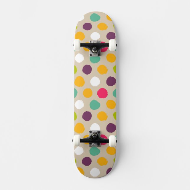 Hand-drawn polka dot pattern skateboard deck (Front)