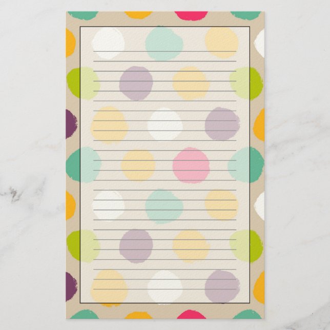 Hand-drawn polka dot pattern stationery (Front)