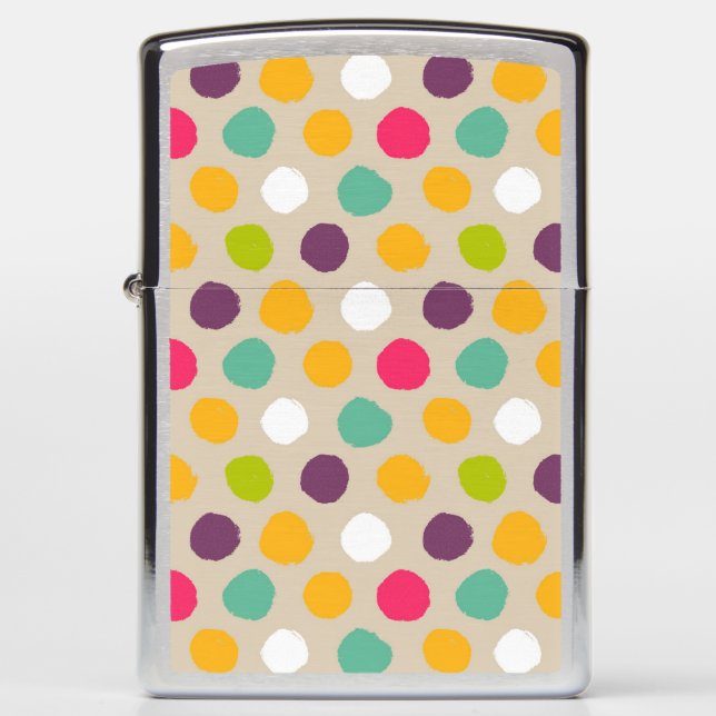 Hand-drawn polka dot pattern zippo lighter (Front)