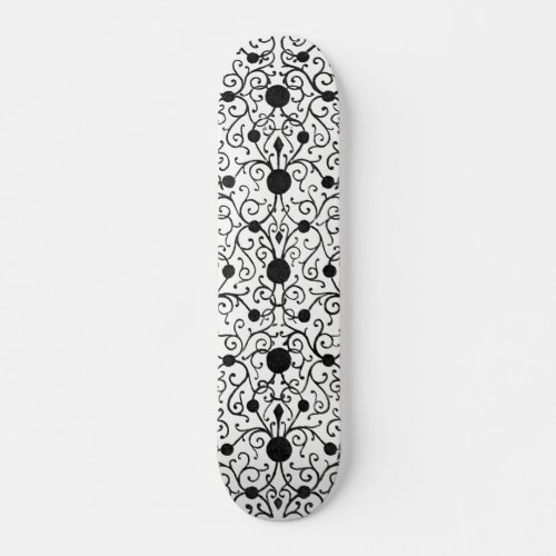 Hand_Drawn Polka_Dot Vintage Black French Curve  Skateboard