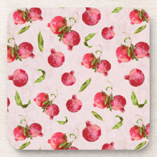 Hand Drawn Pomegranate Botanical Illustration Beverage Coaster