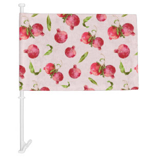 Hand Drawn Pomegranate Botanical Illustration Car Flag