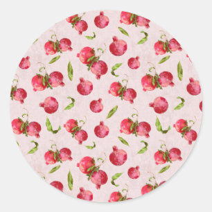 Hand Drawn Pomegranate Botanical Illustration Classic Round Sticker