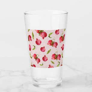 Hand Drawn Pomegranate Botanical Illustration Glass
