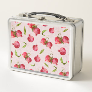Hand Drawn Pomegranate Botanical Illustration Metal Lunch Box
