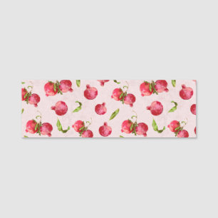 Hand Drawn Pomegranate Botanical Illustration Name Tag