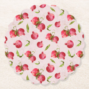 Hand Drawn Pomegranate Botanical Illustration Paper Coaster