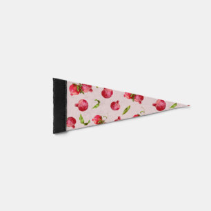 Hand Drawn Pomegranate Botanical Illustration Pennant Flag