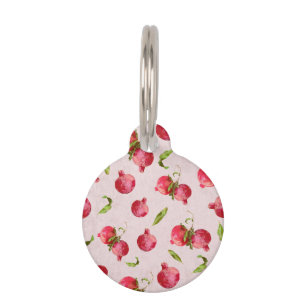 Hand Drawn Pomegranate Botanical Illustration Pet ID Tag