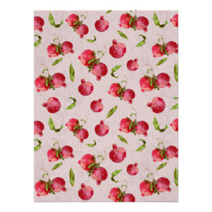 Hand Drawn Pomegranate Botanical Illustration Poster