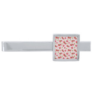 Hand Drawn Pomegranate Botanical Illustration Silver Finish Tie Bar