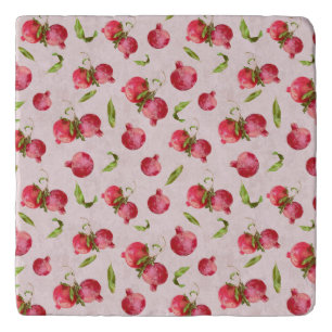 Hand Drawn Pomegranate Botanical Illustration Trivet