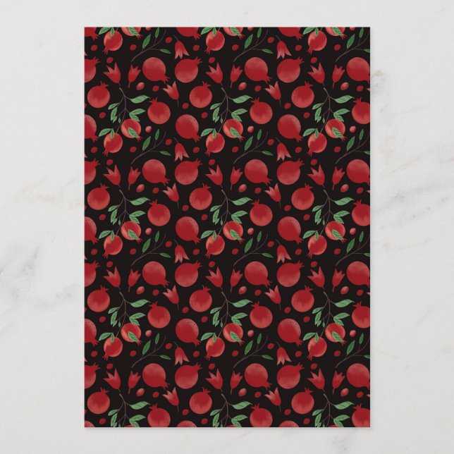 Hand-drawn Pomegranate Fruits Seamless Pattern Invitation (Front)