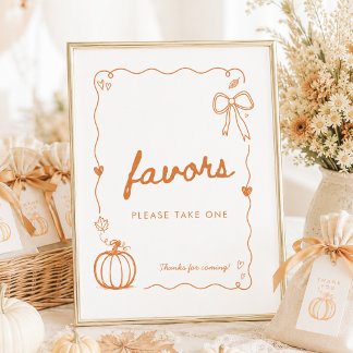 Hand Drawn Pompkin Fall Baby Shower Favors Sign