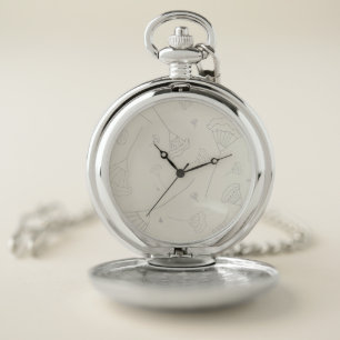 Hand drawn pop corn design flowers pocket watch