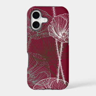 Hand Drawn Poppies on Dark Red Case-Mate iPhone Ca 17 Case