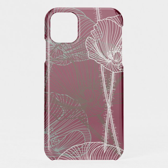 Hand Drawn Poppies on Dark Red Uncommon iPhone Cas Case (Back)