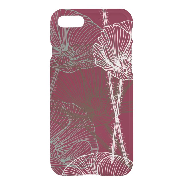 Hand Drawn Poppies on Dark Red Uncommon iPhone Case (Back)