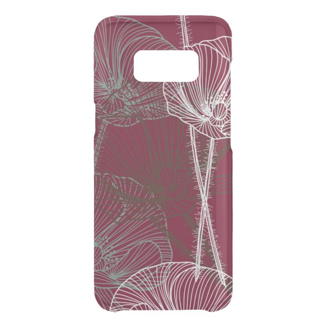 Hand Drawn Poppies on Dark Red Uncommon Samsung Galaxy Case (Back)