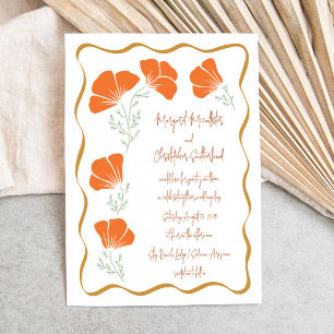 Hand Drawn Poppy Flower Wedding Invitation