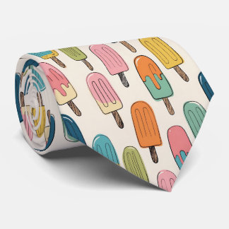 Hand-Drawn Popsicle doodle Pattern Neck Tie