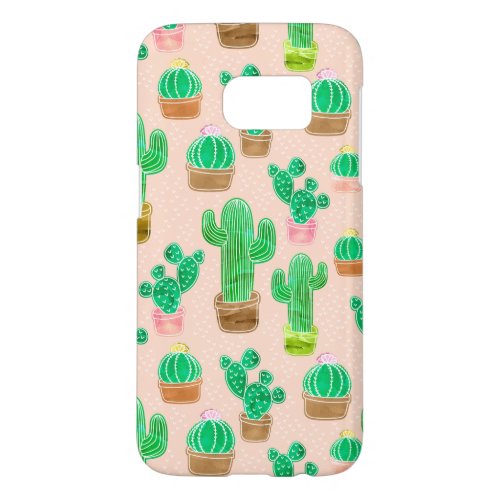 Hand Drawn Potted Cactus Pattern Samsung Galaxy S7 Case