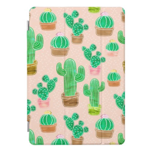 Hand Drawn Potted Cactus Pattern iPad Pro Cover