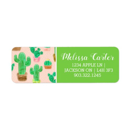 Hand Drawn Potted Cactus Pattern Label