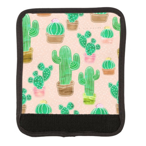 Hand Drawn Potted Cactus Pattern Luggage Handle Wrap
